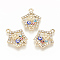Alloy Rhinestone Links connectors, with Enamel, Star with Evil Eye, Light Gold, 21x16.5x2mm, Hole: 1.8mm