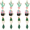 16Pcs 4 Styles Alloy Enamel Pendants, Plant & Cactus Charms, Mixed Color, 20~29x8~16x1~1.5mm, Hole: 1.5~2mm, 4pcs/style