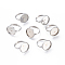 Tarnish Resistant Adjustable 304 Stainless Steel Finger Rings Components, Pad Ring Base Findings, Flat Round, Stainless Steel Color, Tray: 16mm, Inner Diameter: 17mm