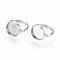 Tarnish Resistant Adjustable 304 Stainless Steel Finger Rings Components, Pad Ring Base Findings, Flat Round, Stainless Steel Color, Tray: 14mm, Size 7, 17mm