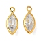 Brass Micro Pave Cubic Zirconia Charms, Cadmium Free & Lead Free, Horse Eye, 11.5x4.5x2mm, Hole: 1mm