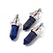 Natural Lapis Lazuli Dyed Big Pointed Pendants, 7 Chakra Faceted Bullet Charms, with Platinum Plated Brass Findings and Colorful Rhinestone, Cadmium Free & Lead Free, 55x22.5x16mm, Hole: 8x5mm