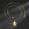 Brass Rhinestone Religion Virgin Mary Pendant Necklaces for Women, Matte Gold Color, Crystal, 16.14 inch(41cm)