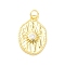 Brass Micro Pave Cubic Zirconia Pendants, Cadmium Free & Lead Free, Sun Charms, with Jump Ring, Real 16K Gold Plated, 23x15x3.5mm, Hole: 3.5mm