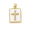Brass Micro Pave Cubic Zirconia Pendants, Cadmium Free & Lead Free, with Shell, Real 16K Gold Plated, Cross, 19.5x13.5x3mm, Hole: 3x5mm