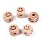Engraved Beech Wood Beads, Undyed, Cube, Smiling Face, 12x12x12mm, Hole: 4~4.5mm