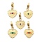 304 Stainless Steel Enamel Pendant Decoration, Heart with Evil Eye, with Lobster Claw Clasps, Ion Plating(IP), Real 14K Gold Plated, Mixed Color, 27mm