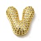 Brass with Cubic Zirconia Pendants, Cadmium Free & Nickel Free & Lead Free, Letter V, Letter V, 22x21x7mm, Hole: 4mm