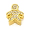 Rack Plating Brass Micro Pave Cubic Zirconia European Beads, Kid, Large Hole Beads, Long-Lasting Plated, Cadmium Free & Lead Free, Real 18K Gold Plated, 13x12x9mm, Hole: 4.5mm