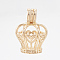 Brass Locket Pendants, Cage Pendants, Cadmium Free & Nickel Free & Lead Free, Hollow, Crown, Light Gold, 18x13.5x12mm, Hole: 4.5x3mm, Inner measure: 9x11mm