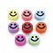 Opaque Acrylic Beads, with Enamel, Flat Round with Smile Face, Mixed Color, 10x5mm, Hole: 2mm, about 1450pcs/500g