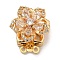 Brass Micro Pave Clear Cubic Zirconia Box Clasps, Nickel Free, Real 18K Gold Plated, Flower, 2-Strand, 4-Hole, Clear, 21.5x15.5x11.5mm, Hole: 1.6mm