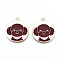 Eco-Friendly Alloy Enamel Pendants, Cadmium Free & Lead Free & Nickel Free, Flat Round with Dog, Light Gold, White, 28x25x1.2mm, Hole: 2mm