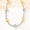 Two Tone Brass Round and Oval Beaded Necklaces, Cadmium Free & Lead Free, Rack Plating, Long-Lasting Plated, Platinum & Golden, 17.32 inch(44cm)