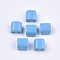 Spray Painted Alloy Multi-Strand Links, For Tile Elastic Bracelets Making, Semicircle, Deep Sky Blue, 8x8x6mm, Hole: 1.2mm