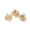 Brass Beads, Cadmium Free & Nickel Free & Lead Free, with Glass Rhinestone, Flower, Real 18K Gold Plated, 8x8x5.5mm, Hole: 1mm