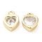 Rack Plating Brass Micro Pave Cubic Zirconia Charms, 
Long-Lasting Plated, Heart, Golden, 10x7.5x3mm, Hole: 1.6mm