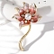 Lutos Enamel Pins, with ABS Imitation Pearl, Zinc Alloy Rhinestone Brooches for Backpack Clothes, Salmon, 55x35mm