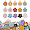 90Pcs Alloy Enamel Pendants, Flower, Light Gold, Mixed Color, 13~20x11~17.5x1.5~3mm, Hole: 1.6mm
