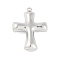 Non-Tarnish 304 Stainless Steel Pendants, Cross Charm, Stainless Steel Color, 29x20x5.5mm, Hole: 1.6mm