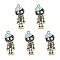5Pcs Alloy Enamel Pendants, Skeleton with Hat Charm, Golden, Turquoise, 32.5x13x1.5mm, Hole: 1.6mm