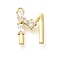 Brass Micro Pave Cubic Zirconia Pendants, LetterA-Z Charms, Golden, Letter M, 16x11.5x2.5mm, Hole: 1mm