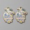 Alloy Enamel Pendants, Golden, Heart with Word Fight Like a Girl Charm, Cornflower Blue, 33.5x21x1.5mm, Hole: 2mm