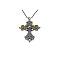 Cross Rhinestone Pendant Necklaces, with Antique Silver Alloy Ball Chains, Peridot, 27.56 inch(70cm)