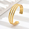 Stainless Steel Triple Layer Cuff Bangles, Real 18K Gold Plated, Inner Diameter: 2-3/8~2-3/4 inch(6~7cm)