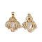Rack Plating Brass Micro Pave Cubic Zirconia Pendants, with Glass Rhinestone, Cadmium Free & Lead Free, Long-Lasting Plated, Real 18K Gold Plated, Insect, Clear, 20.5x18x5.5mm, Hole: 3.5x6mm