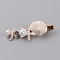 Iron Alligator Hair Clips, with Alloy Enamel Starfish & Shell, Resin Beads & Rhinestone, White, 62x23x13mm