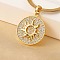 Brass Micro Pave Clear Cubic Zirconia Sun Pendants, 304 Stainless Steel Flat Snake Chain Necklaces, Golden, 15.75 inch(40cm)