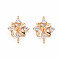 Brass Micro Pave Clear Cubic Zirconia Connector Charms, Nickel Free, Rhombus, Real 18K Gold Plated, 12x15.5x4.5mm, Hole: 1.2mm