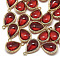 Glass Pendants, with Golden Tone Brass Findings, teardrop, Dark Red, 18.5x12.5x7mm, Hole: 1.5mm
