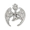 Brass Micro Pave Clear Cubic Zirconia Pendants, Cadmium Free & Nickel Free & Lead Free, Dragon Shape Charms, Platinum, 17.5x15.5x3mm, Hole: 1mm