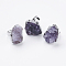 Adjustable Natural Druzy Amethyst Finger Rings, Nuggets, Size 8, Platinum, 18mm, Size 8
