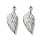 Non-Tarnish 304 Stainless Steel Pendants, Leaf Charm, Stainless Steel Color, 27x11x3mm, Hole: 1.4mm