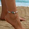 Starfish Alloy Synthetic Turquoise Beaded Anklets, Antique Silver, 8-1/4 inch(210mm)