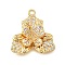 Brass Micro Pave Clear Cubic Zirconia Pendants, Flower Charms, Real 18K Gold Plated, 19x17.5x5mm, Hole: 1.4mm