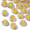 Luminous Acrylic Beads, Glow in the Dark, Metal Enlaced, Horizontal Hole, Flat Round with Star, Golden Plated, 7x3.5mm, Hole: 1.2mm, about 1368pcs/190g