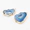 Electroplate Natural Druzy Geode Quartz Crystal Links connectors, with Brass Findings, Nuggets, Golden, Blue, 22~45x10~35x4~5.5mm, Hole: 2mm