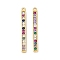 Brass Micro Pave Cubic Zirconia Pendants, Rectangle, Cadmium Free & Lead Free, Long-Lasting Plated, Rack Plating, Real 18K Gold Plated, 29x3x2mm, Hole: 1mm