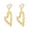 304 Stainless Steel Dangle Stud Earrings for Women, with Shell, Braided Heart, Real 18K Gold Plated, 48.6x29.6mm