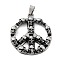 Tibetan Style Alloy Pendants, Skull Charms, Peace Sign, 41.5x36.5x5.5mm, Hole: 8x3.5mm