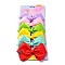 Iron Alligator Hair Clips, with Cloth Bowknot, Platinum, None Pattern, 120~125x81~90x15~17mm, 6pcs/set