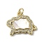 Brass Micro Pave Cubic Zirconia Pendants, Cadmium Free & Lead Free, with Shell, Real 18K Gold Plated, 16.5x20x3.5mm, Hole: 3.4mm