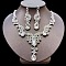 Teardrop Alloy Rhinestone Pendant Necklaces & Stud Earrings Sets, Silver, Crystal, 440mm