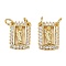 Brass Micro Pave Cubic Zirconia Pendants, Rectangle with Saint Jude, with Jump Ring, Cadmium Free & Lead Free, Rack Plating, Long-Lasting Plated, Real 18K Gold Plated, 15x11.5x3mm, Hole: 3.3mm