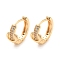 Rack Plating Brass with Cubic Zirconia Hoop Earrings for Women, Heart, Light Gold, 15x7.5mm