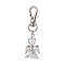 Angel Glass Pendant Decorations, with Alloy Swivel Lobster Claw Clasps, Clear, 63mm